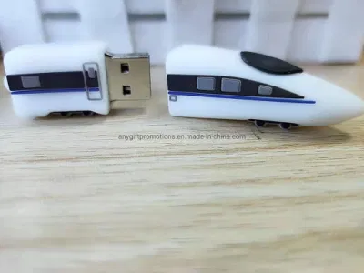 Flash USB de PVC em forma de trem de presente criativo com um